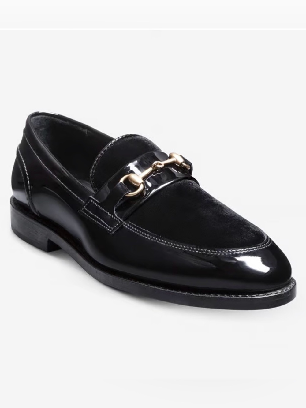Allen Edmonds Black Leather and Suede Loafers with Gold-Tone Bit